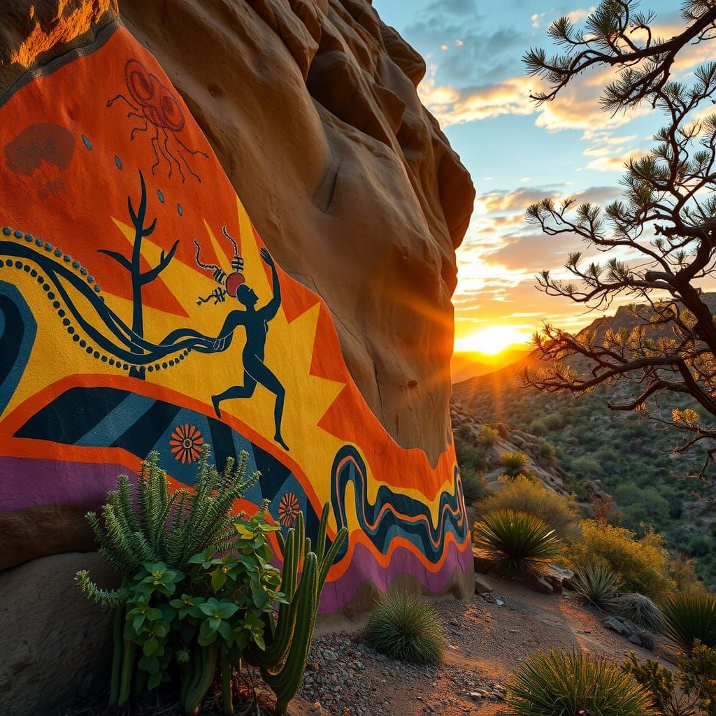 Aboriginal Rock Painting of a Desert Dance