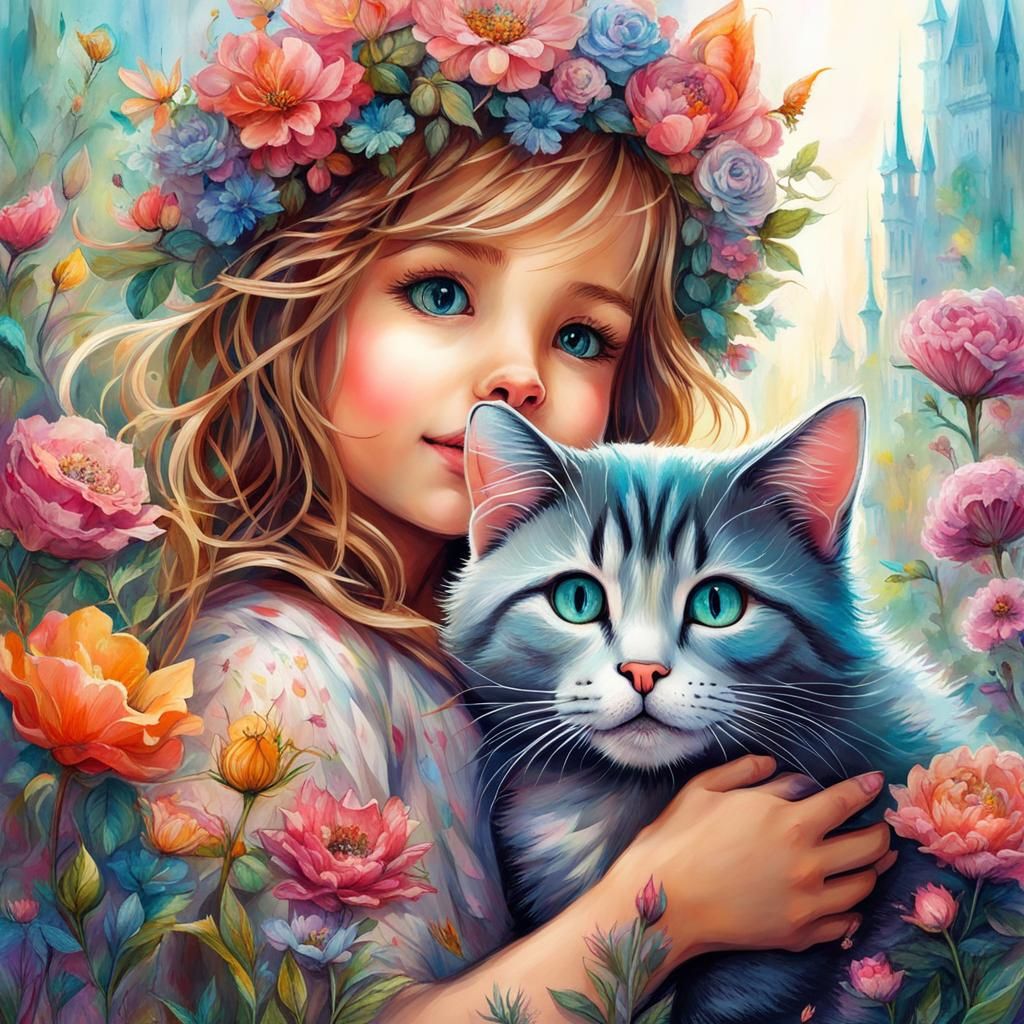 Girl with cat