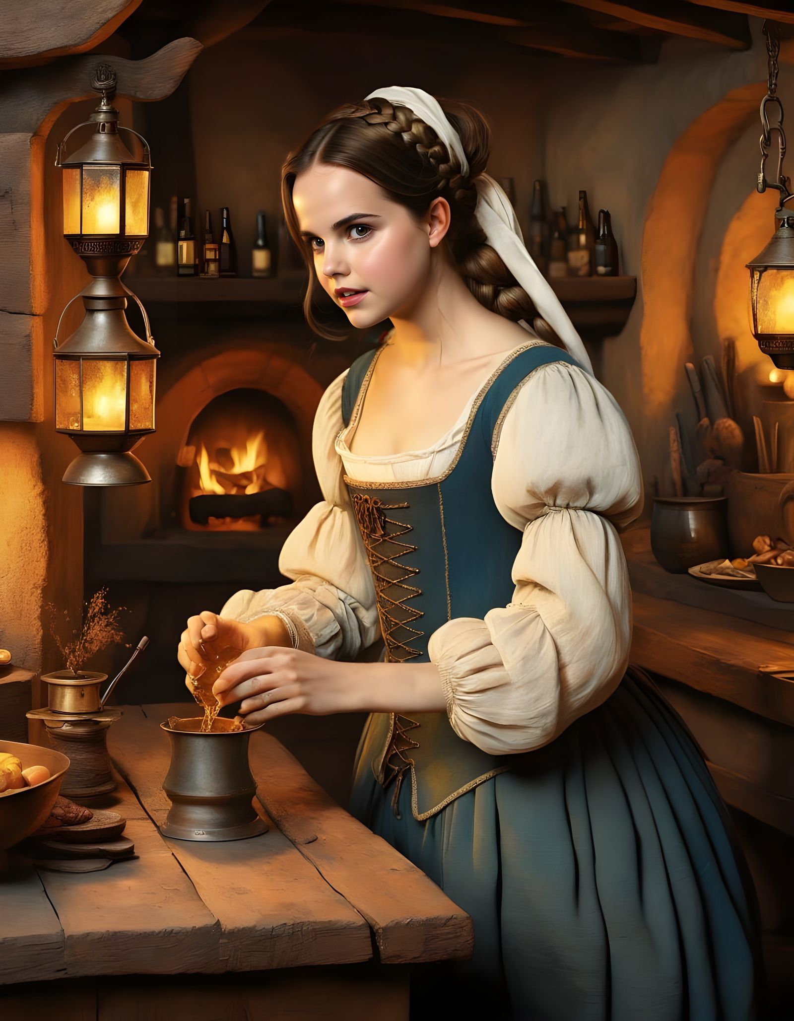 Bailee Madison as a Medieval Fantasy Tavern Barmaid in Rich ...