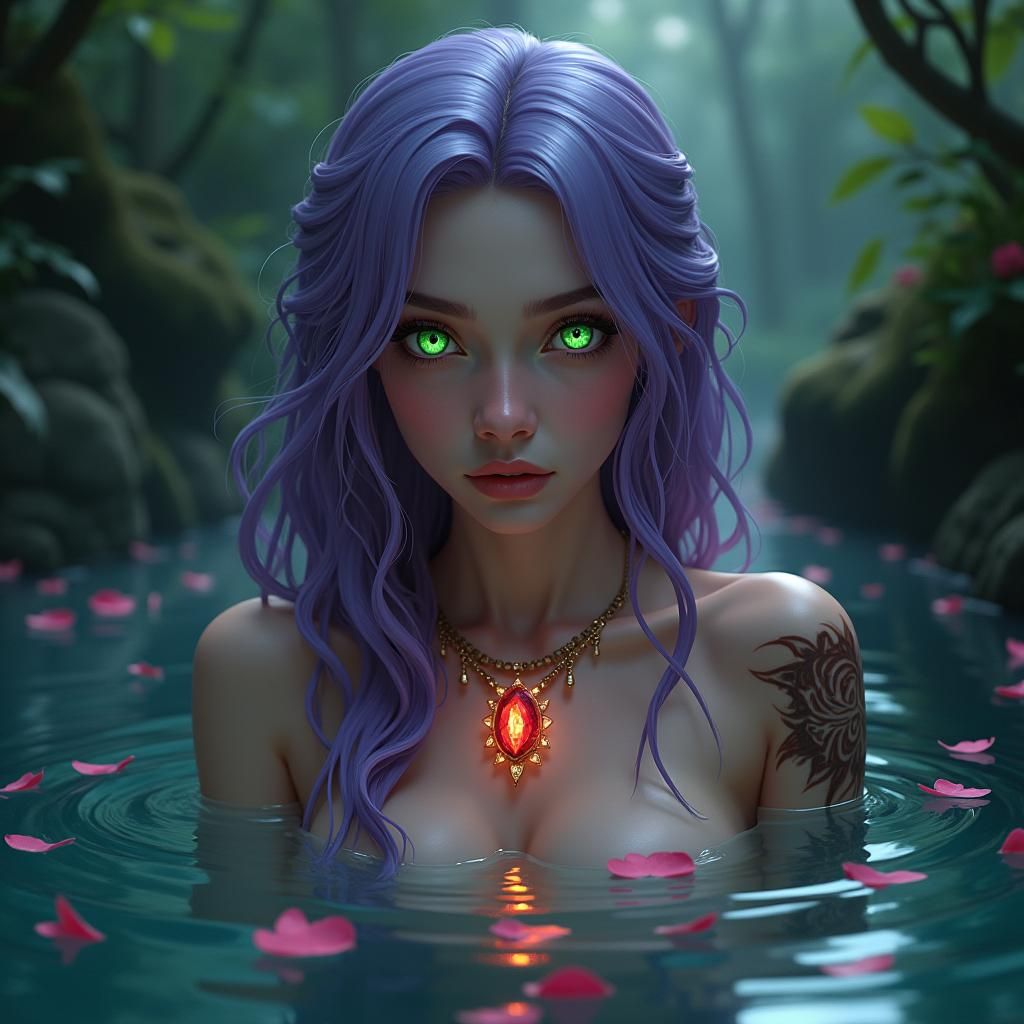 Fantasy Woman in Mystical Pool, Matte Painting