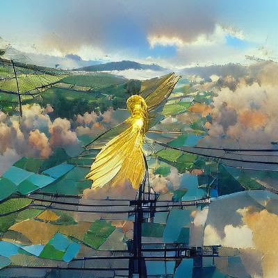Golden Angel in Studio Ghibli Anime Style