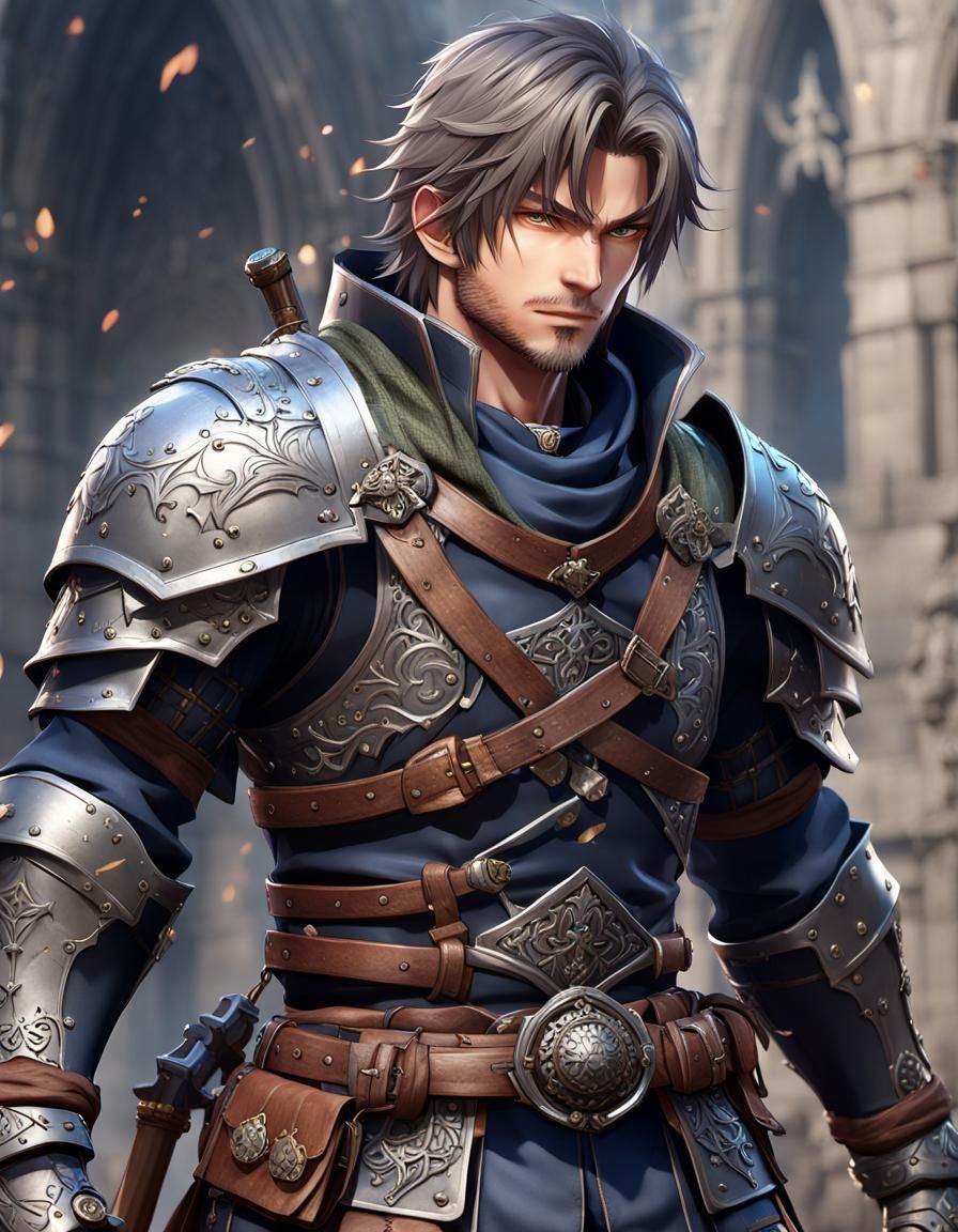 Anime Medieval Mercenary in Hyper-Detailed 3D Style