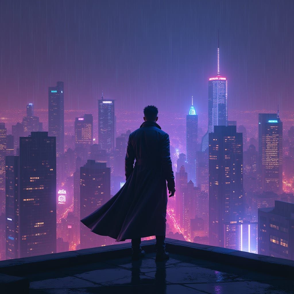 Neon Cityscape: A Synthwave Dream in the Future