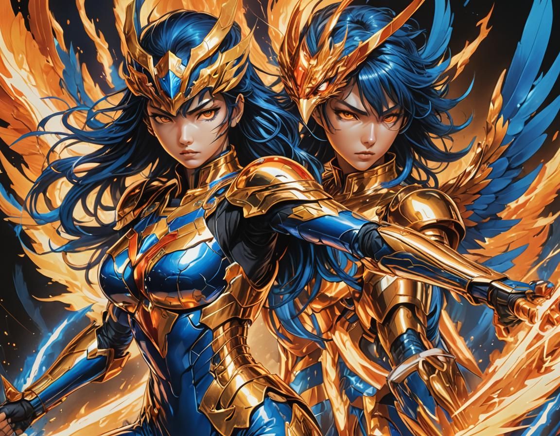 Phoenix Female Warrior Ikki in Anime Art Style