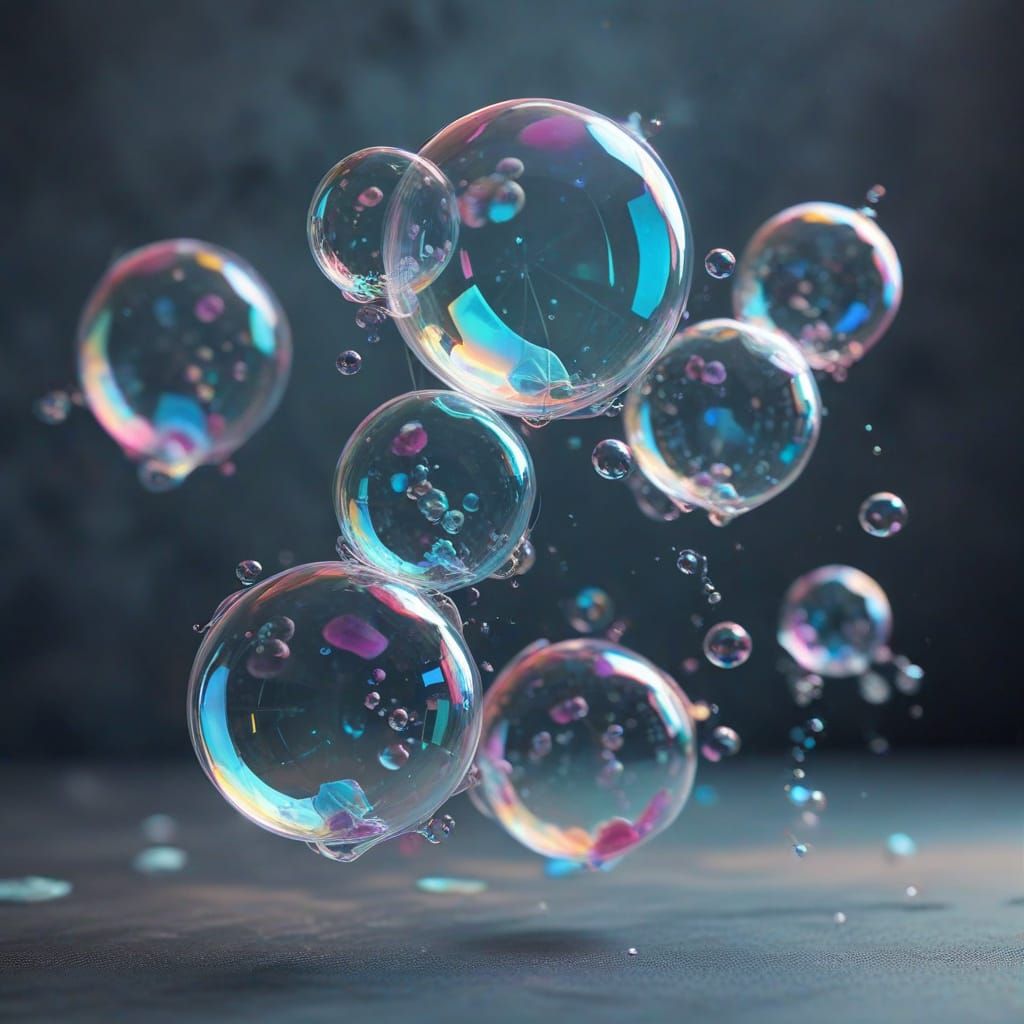 Whimsical Soap Bubbles in Soft Focus Papercraft Art