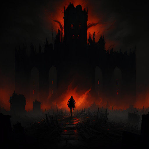 Haunting Landscape of Ruin and Shadow