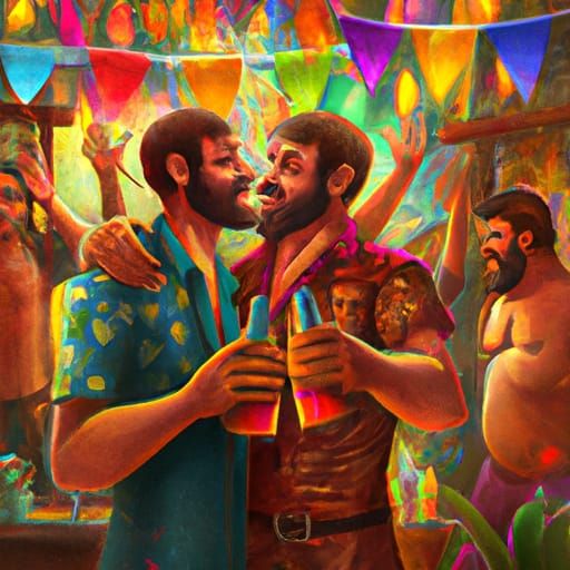 Gay Men Party: Dramatic Digital Matte Painting