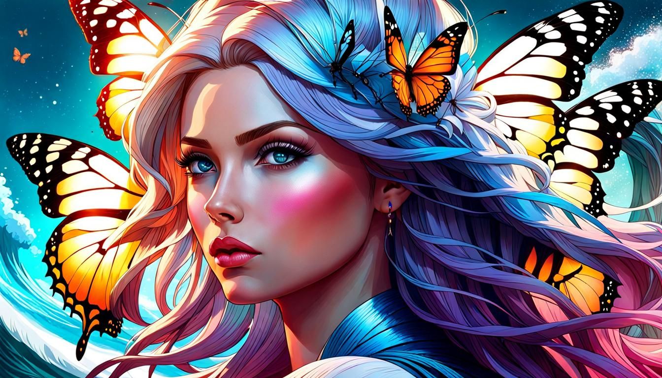 "Goddess of Ocean Waves and Beautiful Butterflies"-3647-...... God Is Available. He Loves You...Do You Want Help?...see ...