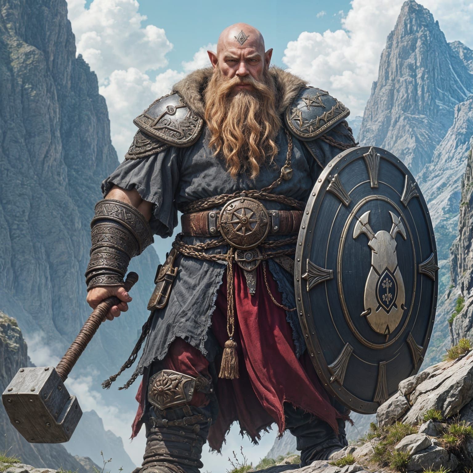 Dwarf Paladin Ready for Battle in Fantasy Landscape