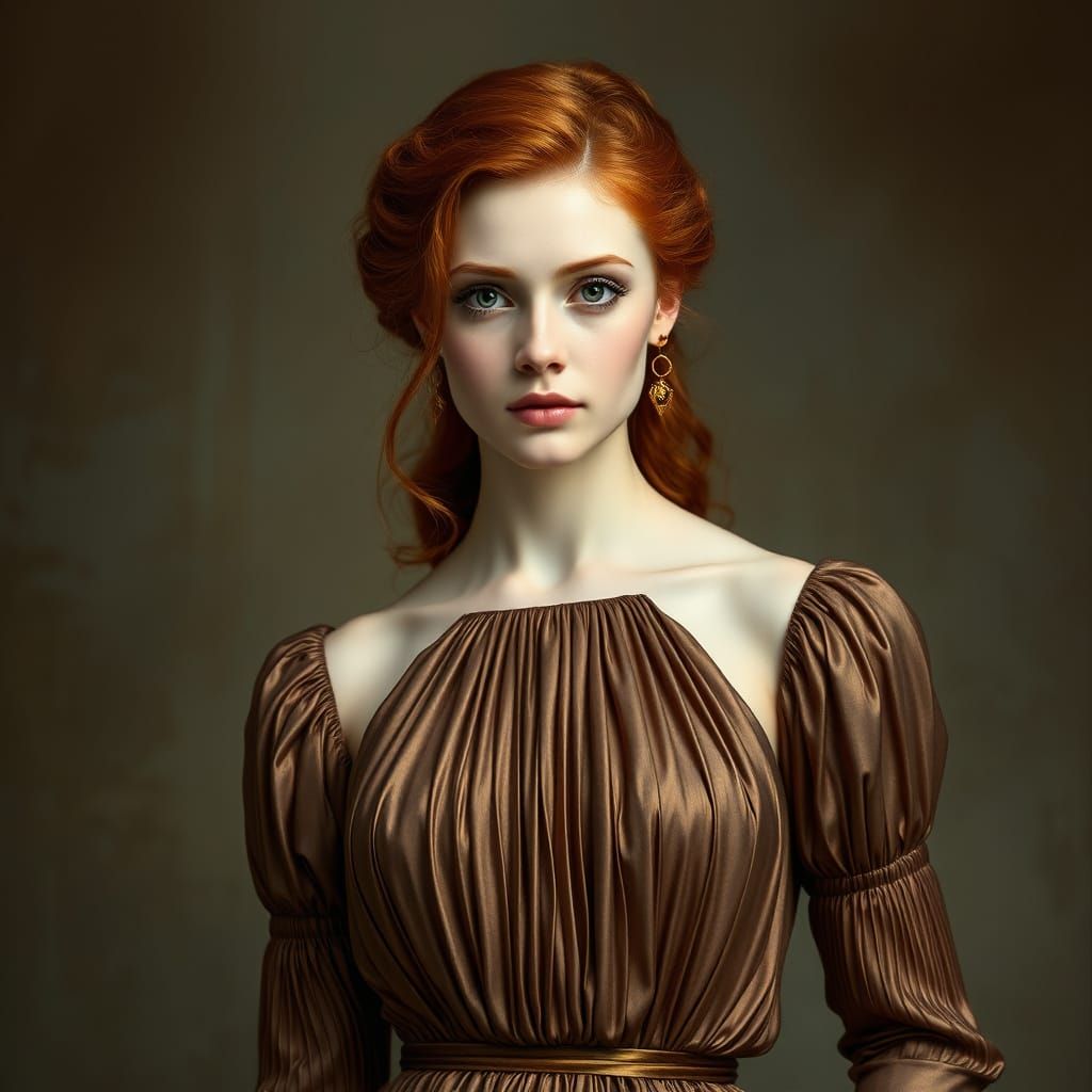 Redhead in Bronze Dress, Classic Figure Study