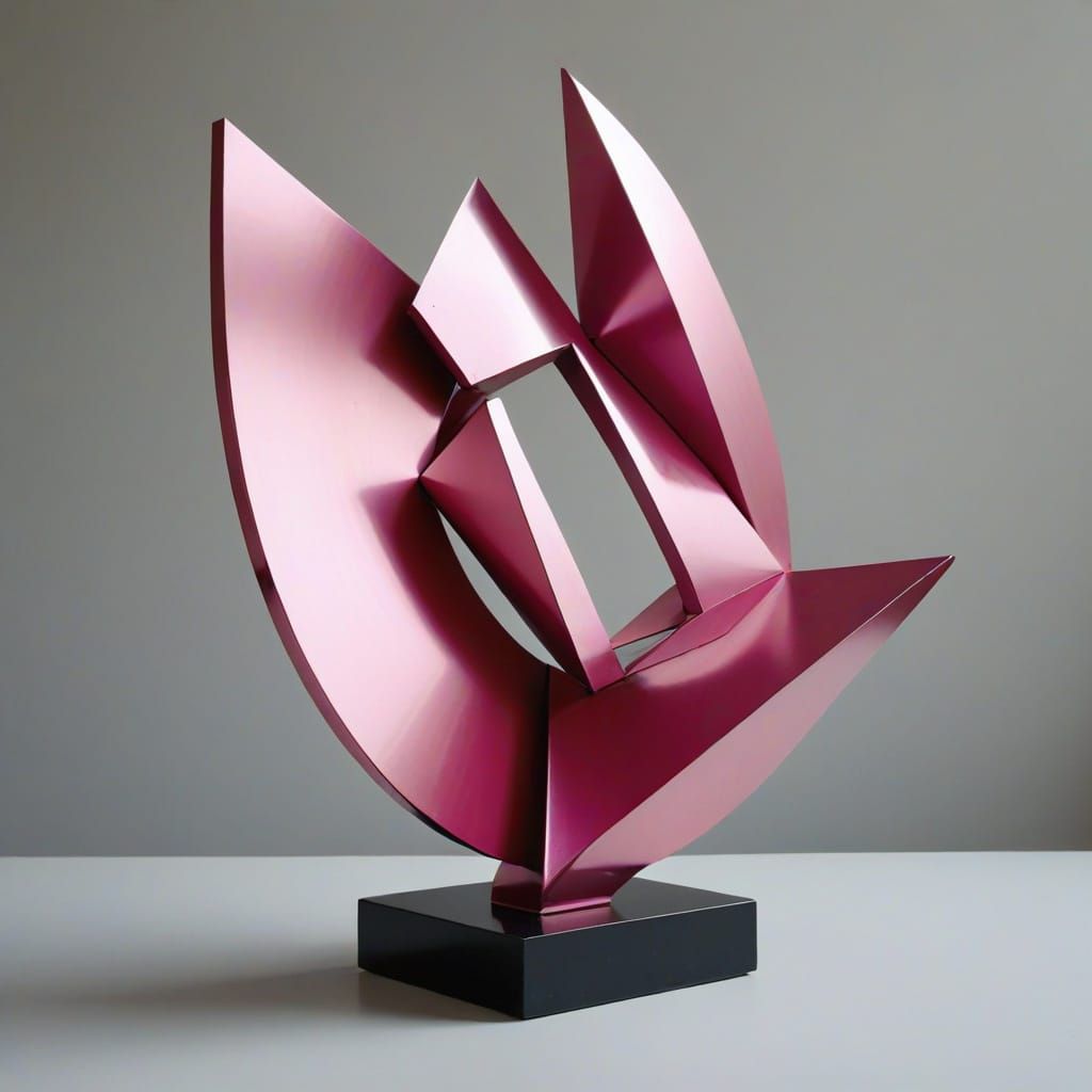 Bauhaus-Style Abstract Pink Metallic Sculpture of a Dancing ...