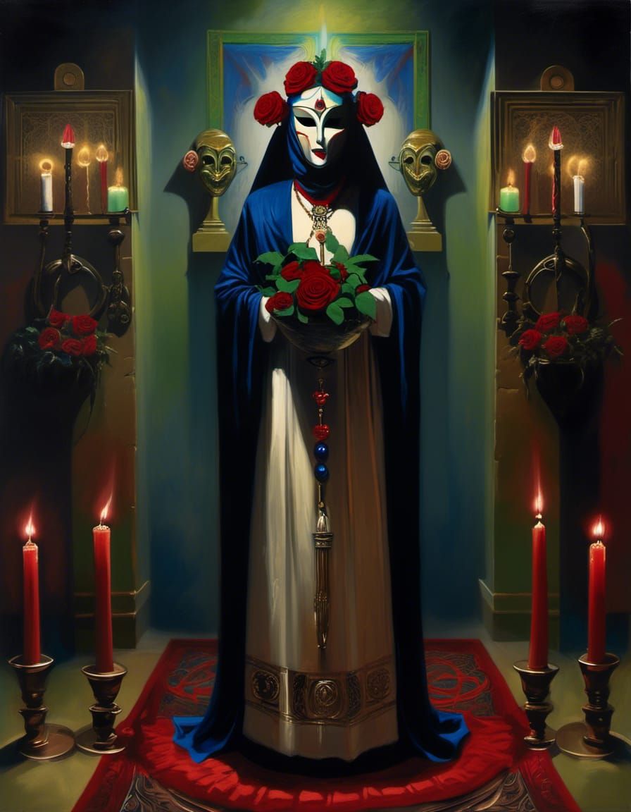 Eerie Portrait of Cult Leader with Roses