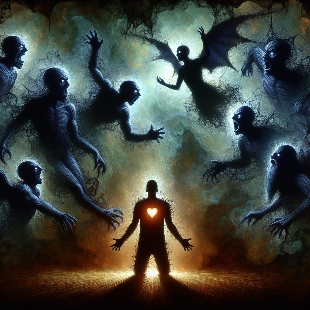 Dark Fantasy: Inner Demons in an Alcohol Ink Style