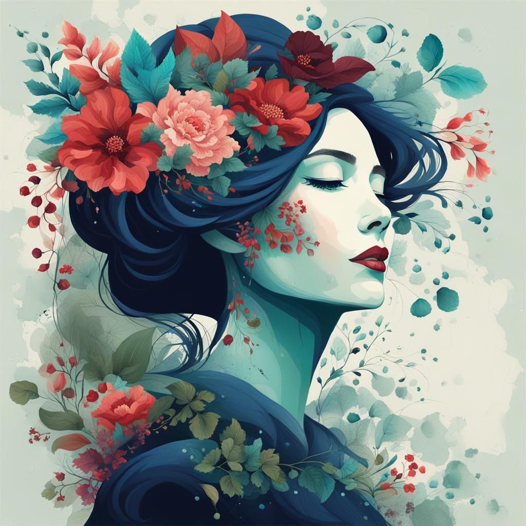 Floral Aura: A Serene Botanical Portrait