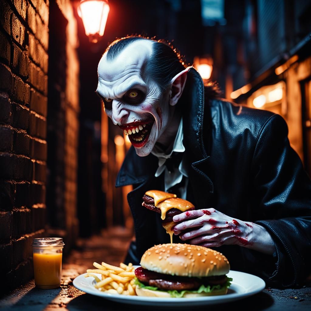 Vampire's Midnight Snack in Cinematic Style