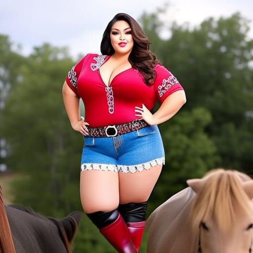 Glamorous Plus-Size Cowgirl with Eloquent Makeup
