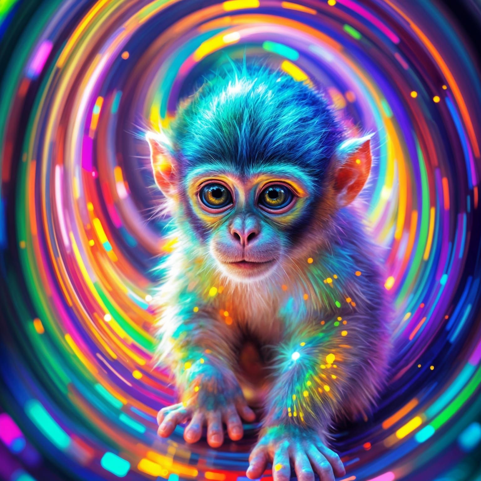 Rainbow baby monkey