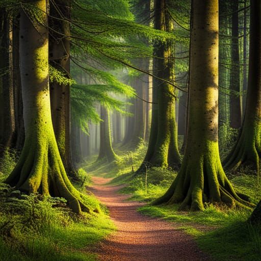 Lush Ancient Forest Undergrowth on Summer Day
