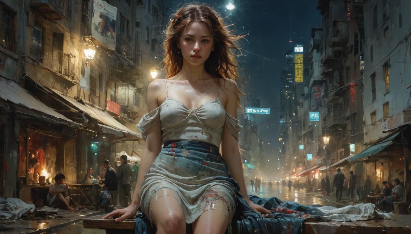 Detailed Fabric Art with Natural Glow at Night