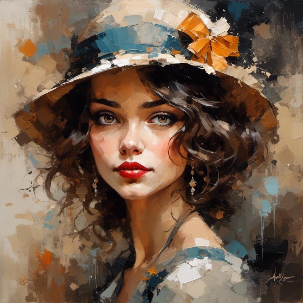 Gatsby Girl Portrait in Andre Kohn Style