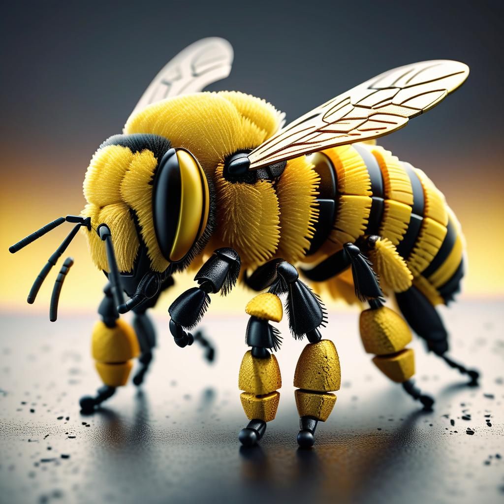 Detailed Toy Bee Building Block in HDR Photography
