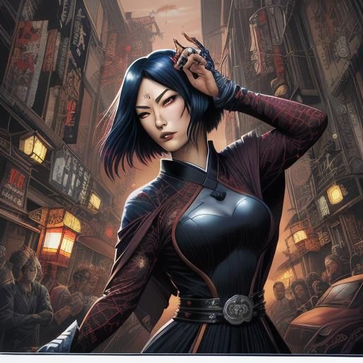 Japanese Gothic Girl Expressing Love: Comic Art