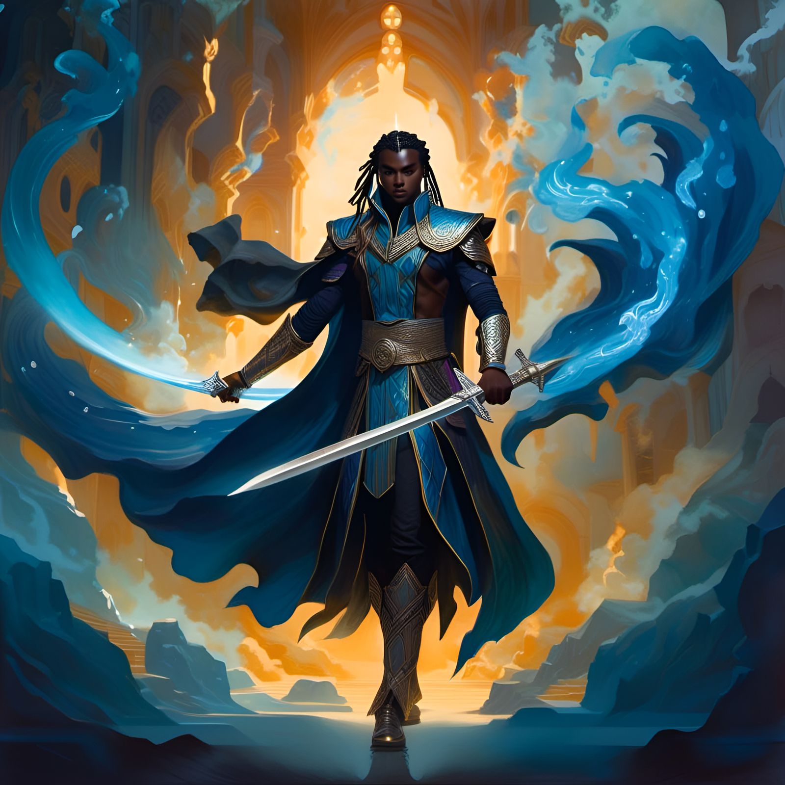 Half-Elf Wizard in Watercolor Illustration