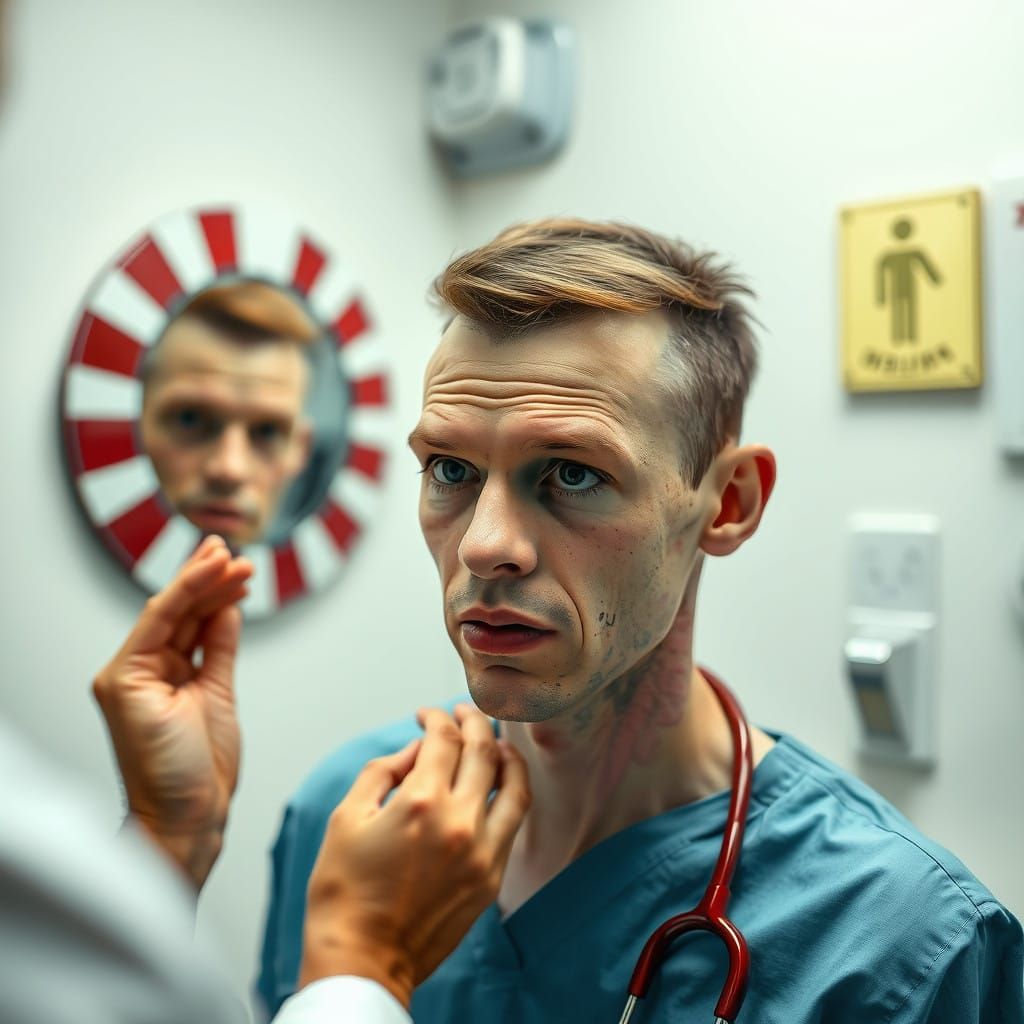 Asymmetrical Patient Visit Doctor with Carnival Mirror