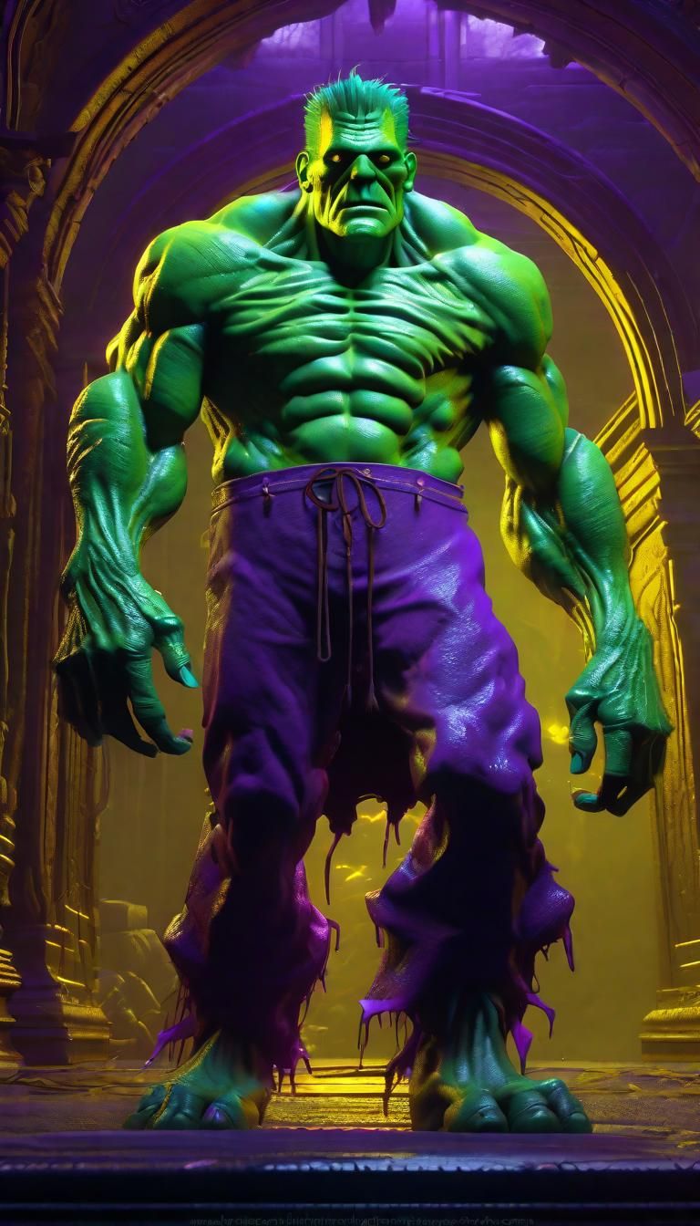 Muscular Frankenstein's Monster in Dark Fantasy Style