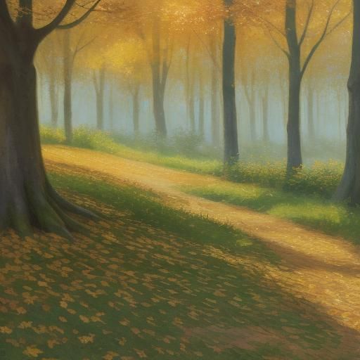 Autumn Trees Swaying: An Impressionist Oil Painting