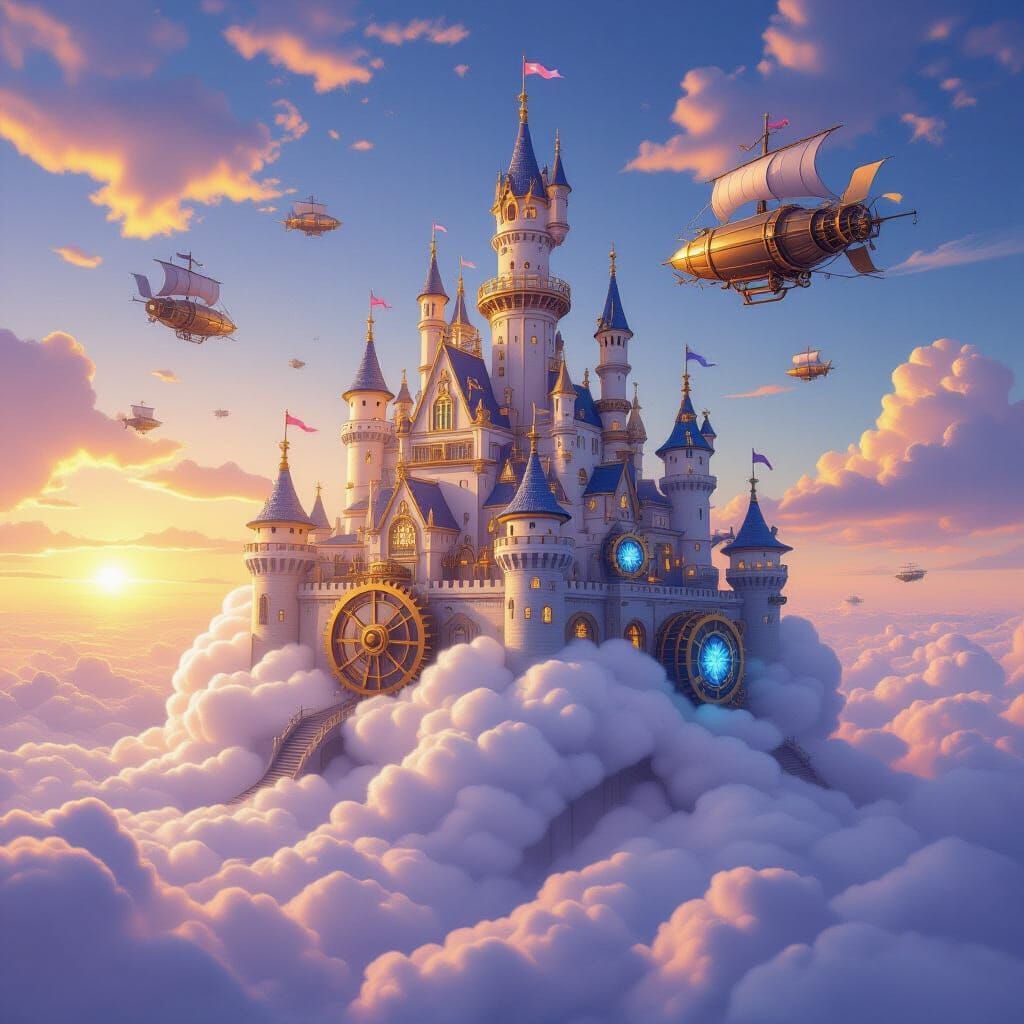 Steampunk Cloud Castle in the Sky