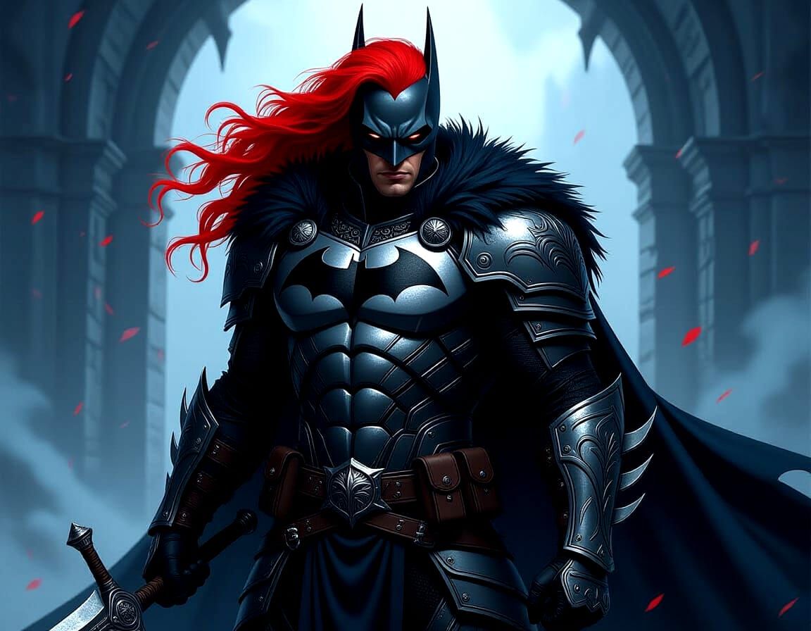 Gothic Viking Batman Hybrid in Hyperrealistic Style