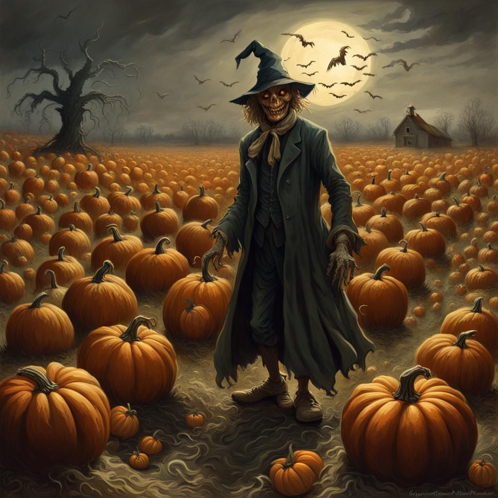 Scary Pumpkin Master in Haunted Field