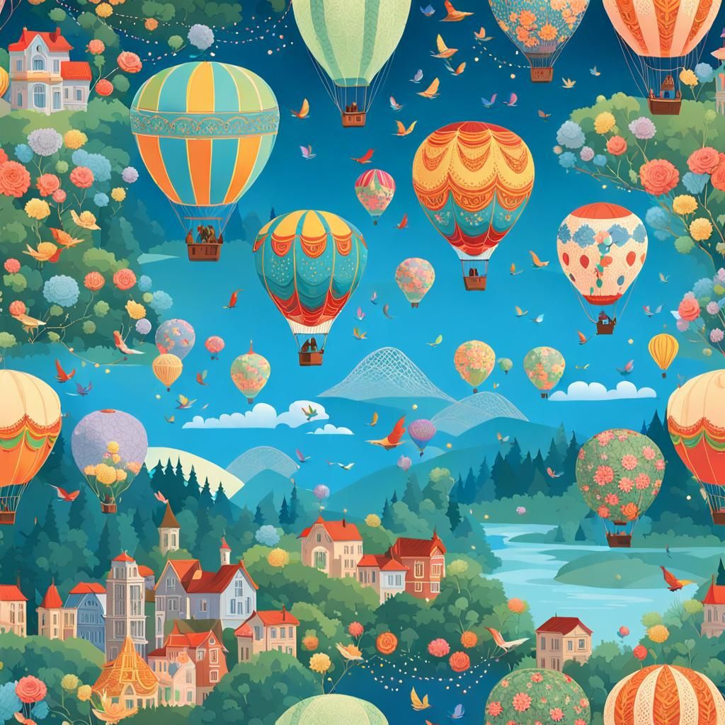 Enchanted Forest with Gondolas and Balloons