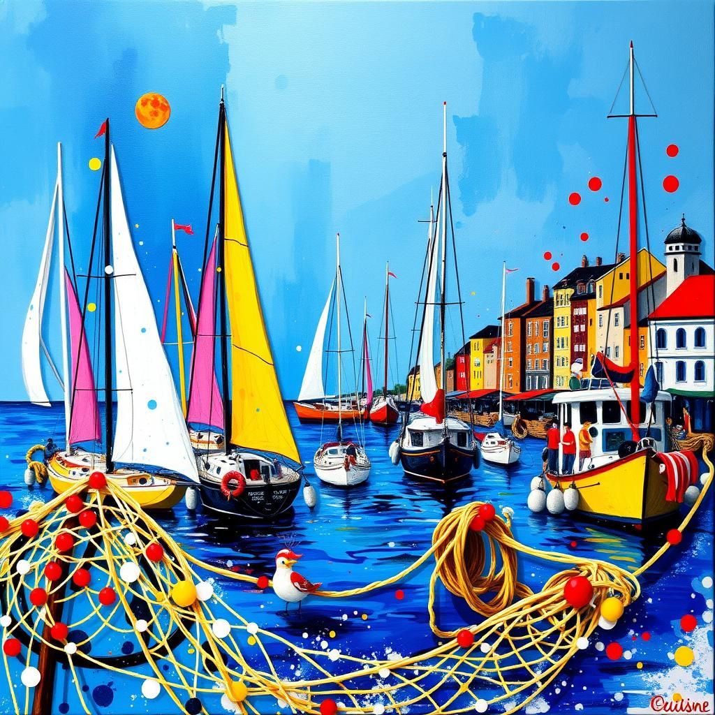 3D abstract  sea port