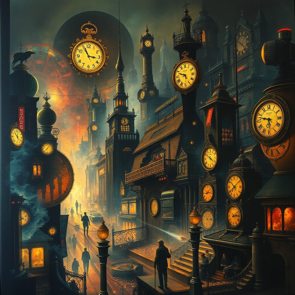 Grandiose Steampunk City with Clockwork Assistants