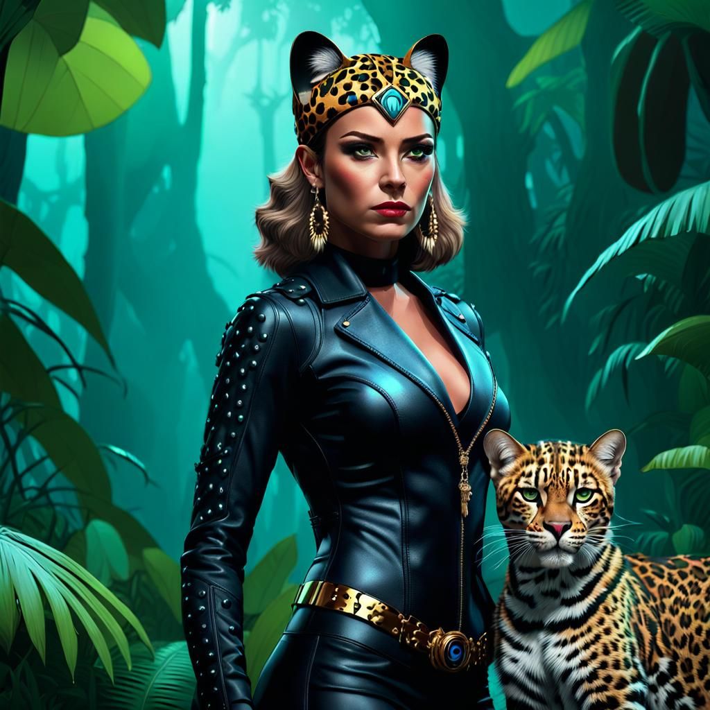 Leopard Beauty With Her Exotic Pet Leopard