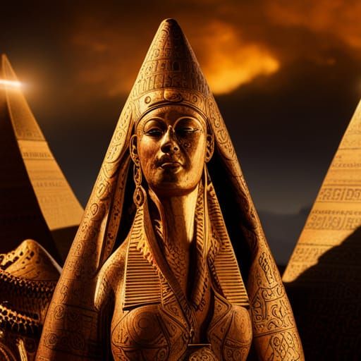Ancient Egypt, pyramids, pharaohs, and hieroglyphs + :: Meticulously hyperdetailed fantasy photo with breathtaking intr...