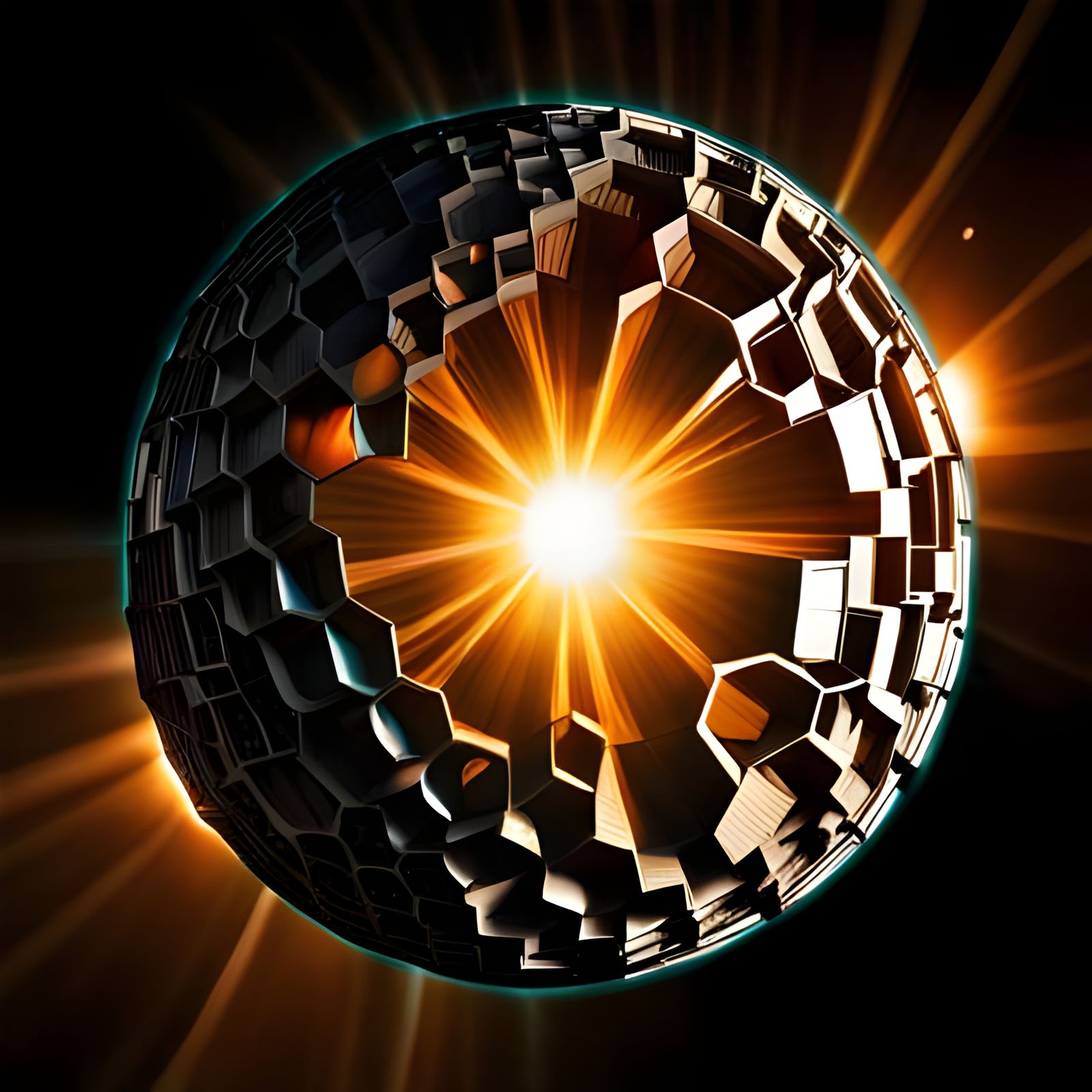 Dyson Sphere Partially Absorbing Sun: Sci-Fi Concept