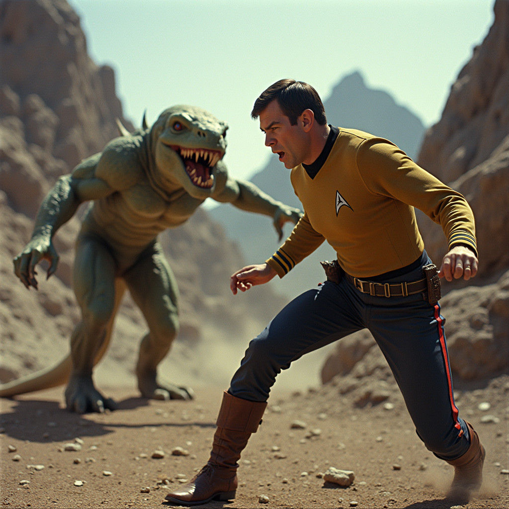 Kirk Battles the Gorn on Alien World