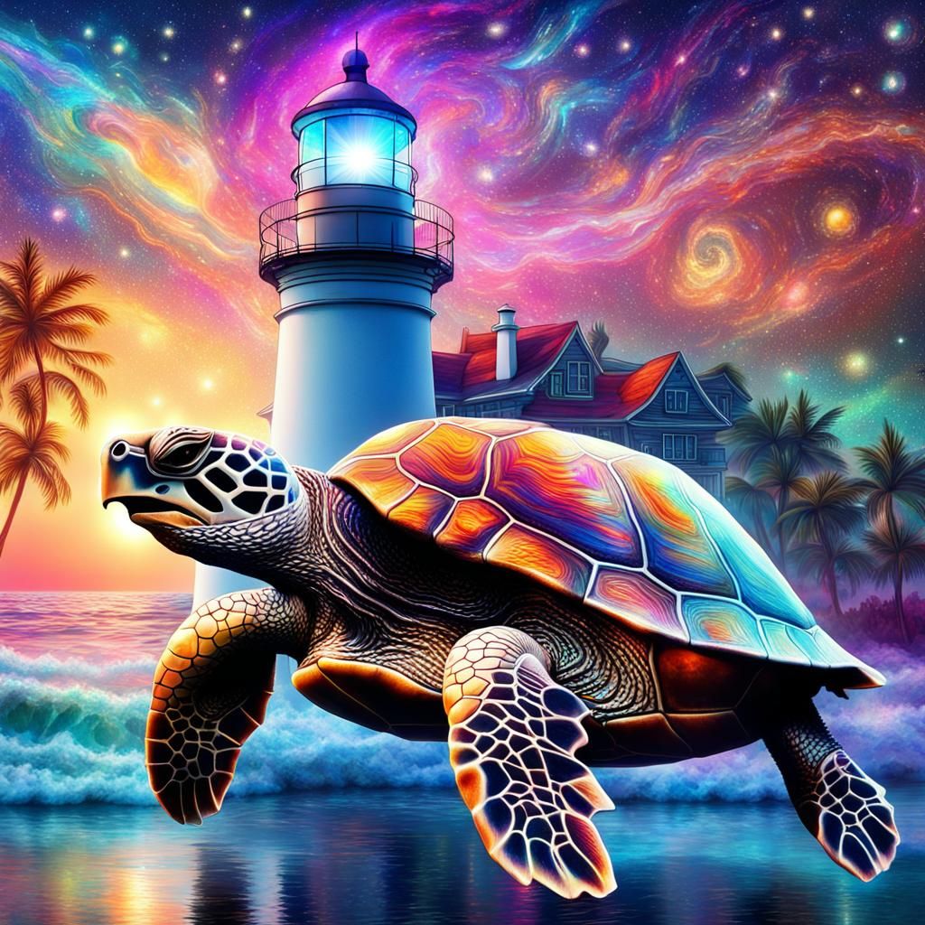Sparkling Turtle Lighthouse in Visionary Style