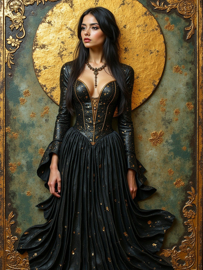 Feathered Crone in Embossed Tinplate Style