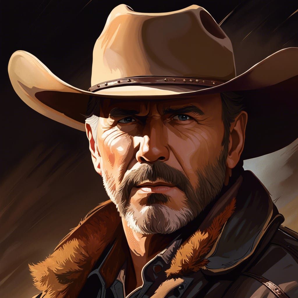 Cowboy Portrait in Oil Painting Style
