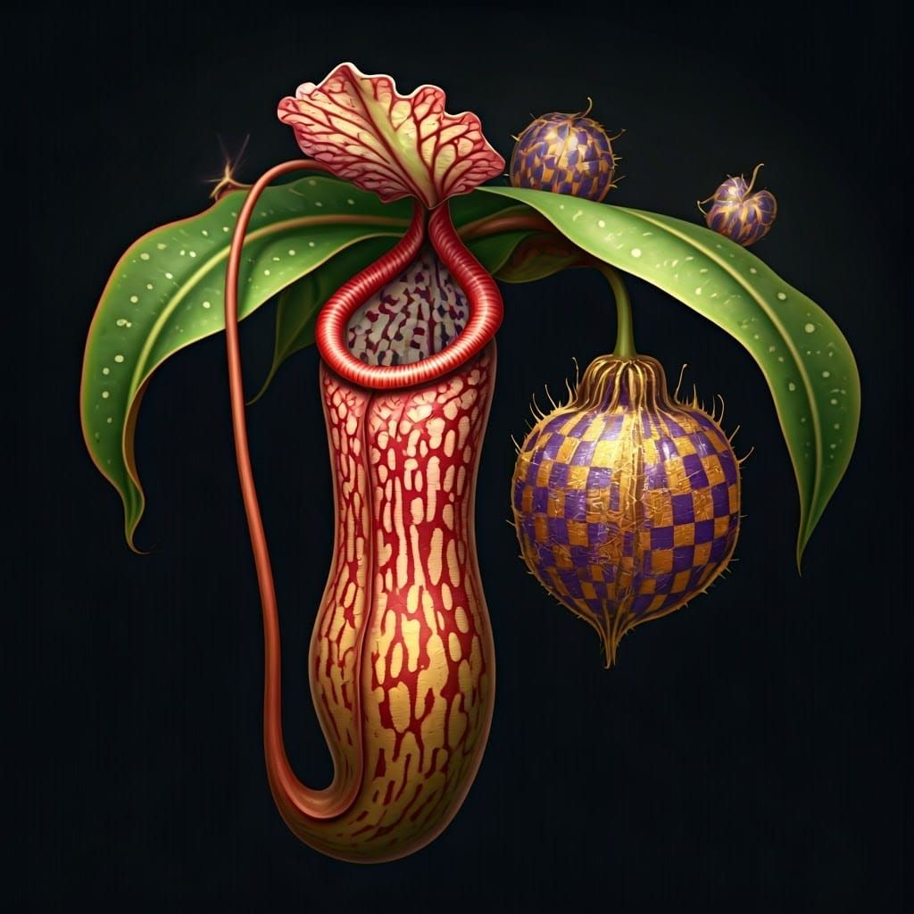 Exotic Voodoo Lily Blooms with Whimsical Fruit