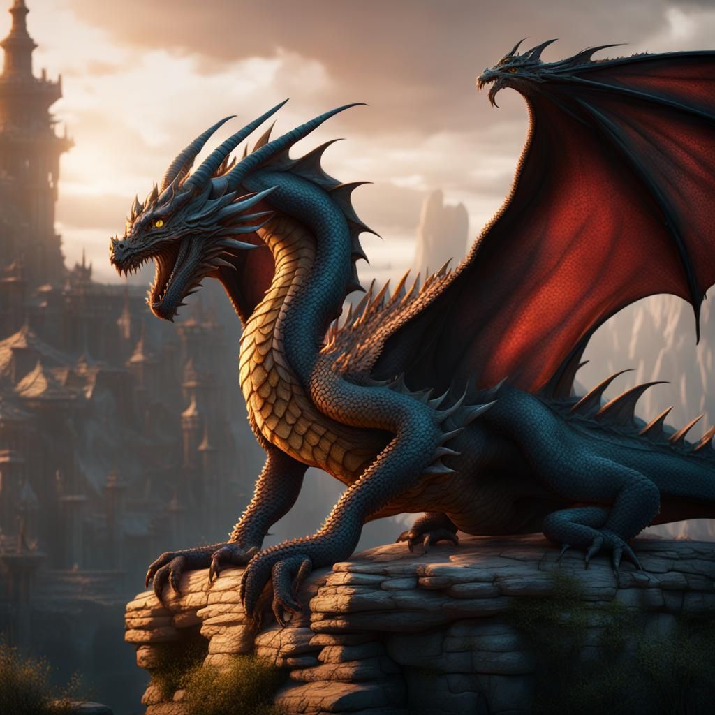 Fantastical Dragons in Detailed Matte Painting