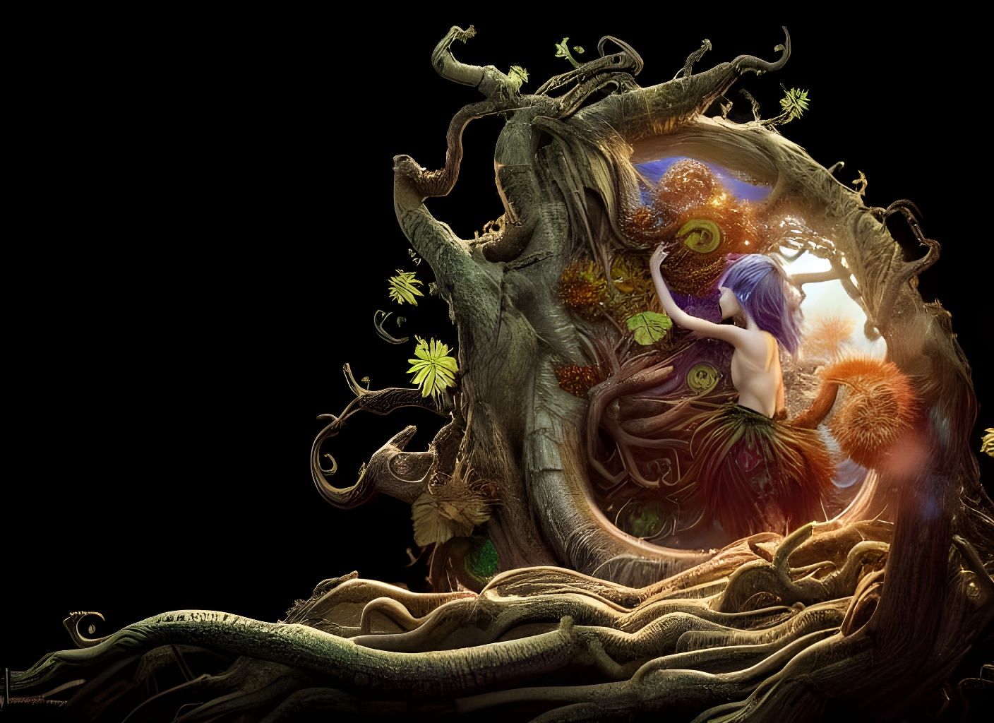 Magical Tiger Spirit of Roots and Leaves