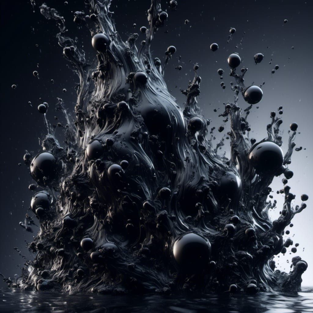 Black Ink Droplets in Water Simulation