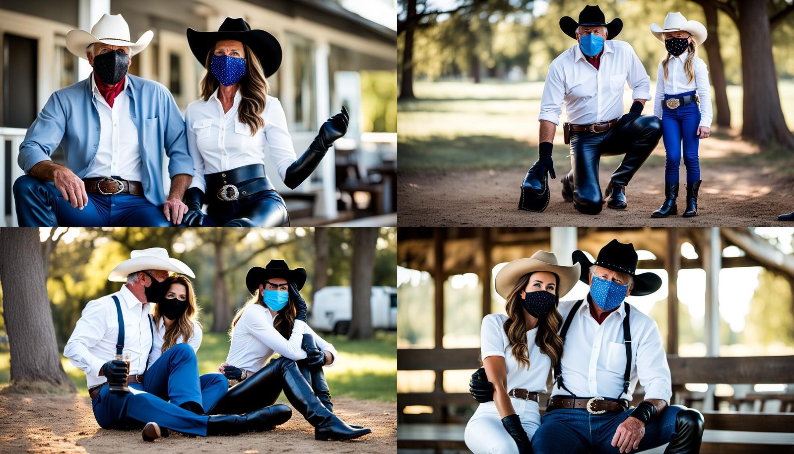 Cowgirl with Handkerchief Mask Celebrates Father's Birthday