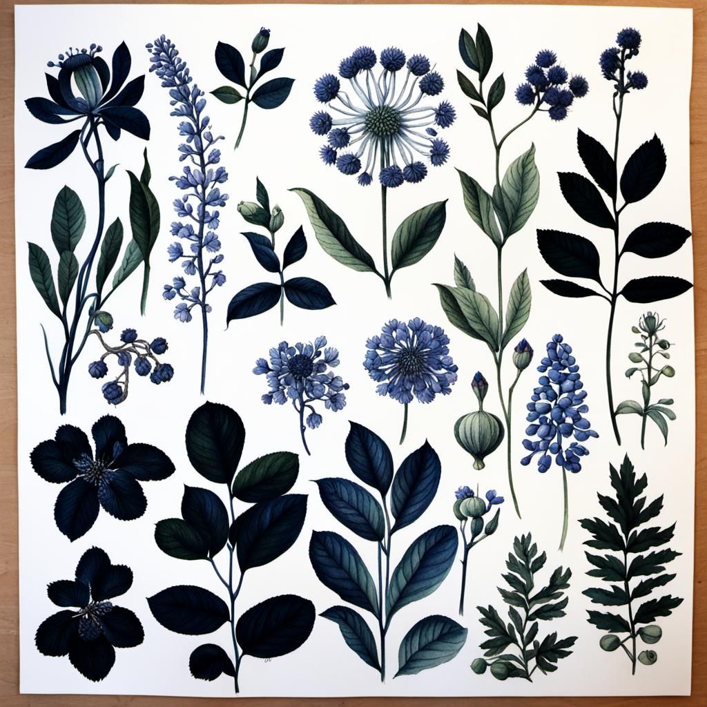 Botanical Ink Drawings in Jane Bennet Style