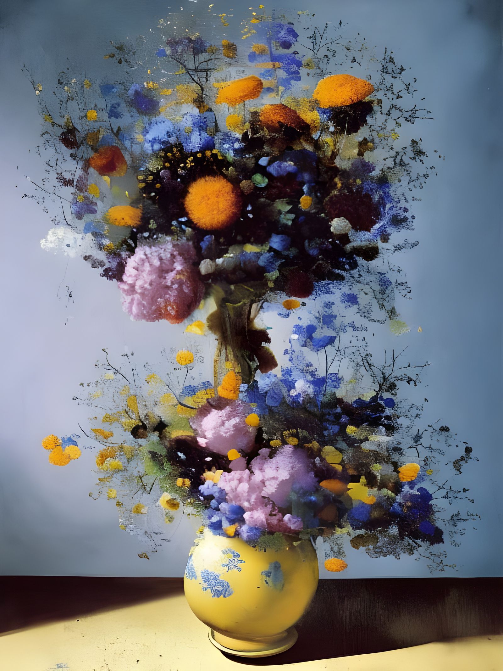 Dry Flowers Still Life in Pollock-Vermeer Style